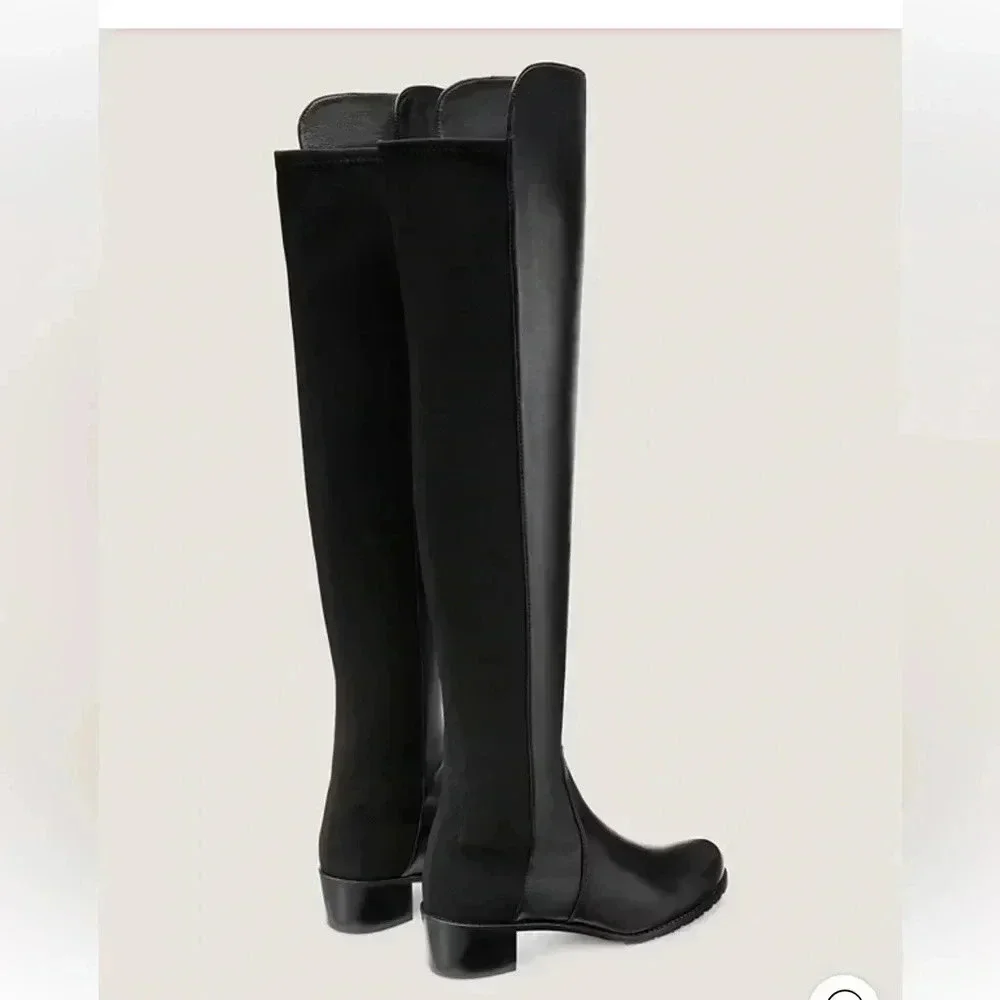 Stuart Weitzman Reserve Black Leather Over the Knee Boots Size